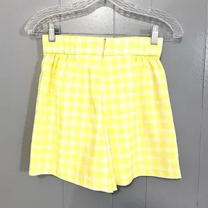 Anthropologie Hutch Yellow Gingham Pleated High Rise Preppy Dressy Shorts 2 thumbnail 4