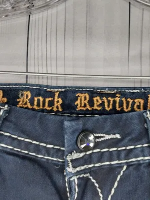 Rock Revival Vivian Fleur-De-Lis Dark Blue Embellished Y2K Skinny Bling Jeans thumbnail 3