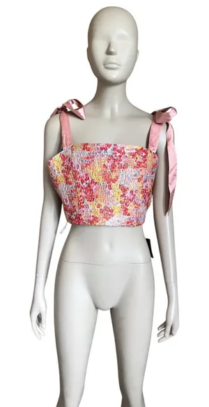 NWT Lulu’s Pink and Red Multi Patterned Crop Top thumbnail 1