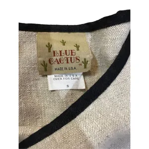 Blue Cactus vintage linen beige minimalist lagenlook maxi‎ dress sz small thumbnail 3