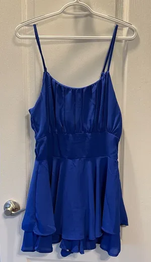 She & Sky Royal Blue Romper Sz Medium thumbnail 1