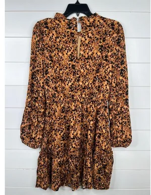 Sugarlips Leopard Print Long Sleeve Ruffle Hem Mini Dress Size M Animal thumbnail 3