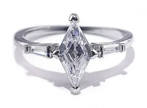 Sparkling Marquise‎ Platinum 925 Silver Simulated Diamond Ring Silver Size 6 thumbnail 1
