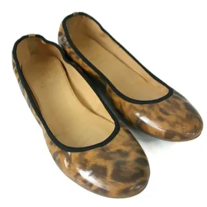 J.Crew Ballet Flats Sz 8.5 Leopard Print Patent Leather Shoes Slip‎ On Loafers thumbnail 1