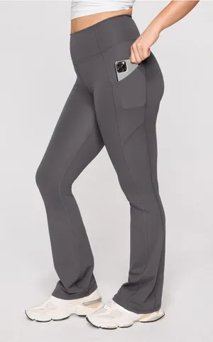 Yitty PureLuxe Everyday Kick Flare leggings size 2X with pockets grey color thumbnail 1