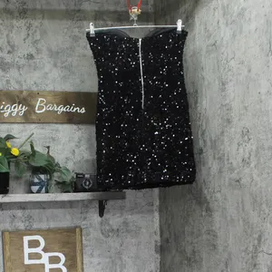 NWT Bardot Womens Strapless Sleeveless Eleni Sequined Mini Dress Black S (US 4) thumbnail 7