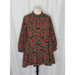 Anthropologie ERI + ALI Iona Floral Soft Swing Blouse Tiered Top Shirt Medium thumbnail 2