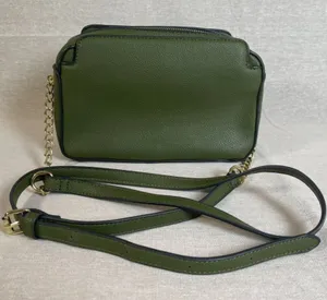 Olive Green Vegan Leather Camera Bag Crossbody Purse thumbnail 1