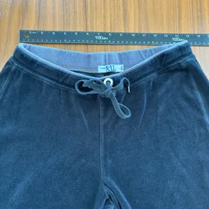 90s Vintage NYL Velour Track Pants L Black Y2K Workout Sportswear 00s Activewear thumbnail 2