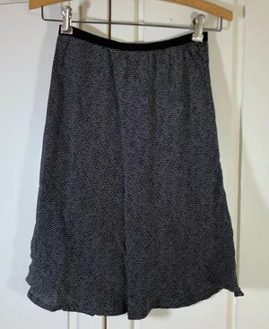 Loco Lindo Polka Dot Rayon A-Line Midi Skirt Sz M Fairy Goth USA Black White thumbnail 1