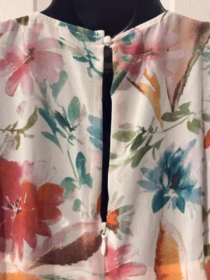 Calvin Klein Floral Chiffon Maxi Dress - Blush, Coral, Teal thumbnail 5
