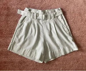 Abercrombie Fitch mint green linen belted high waist shorts size XS thumbnail 1