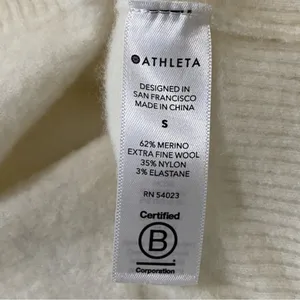 Athleta Women’s Size S White Cream Merino Blend Fuzzy Crewneck Sweater thumbnail 6