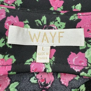 WAYF Floral Satin Slip Midi Dress Large‎ Black Side Slit Cowl Neck thumbnail 8