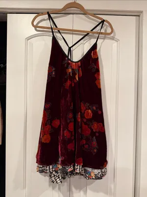 Free People‎ two faced Plum Floral Mini Dress reversible small thumbnail 2