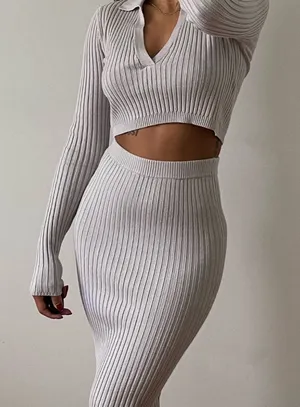 437 THE GAIA MIDI SKIRT / Gray thumbnail 1