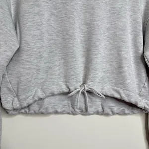 All in Motion Gray Cropped Sweatshirt Size XS Thumbholes Tie Hem Comfy thumbnail 3