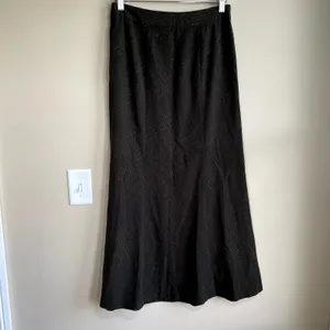 Vir Boutique‎ dark forest green brown maxi skirt women' size L side zip a-line thumbnail 4