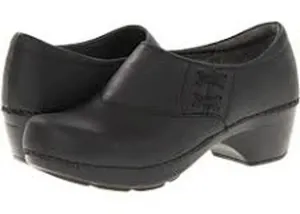 Dansko Stacie Clogs Leather Slip On Crisscross Heel Rocker Round Toe Black 6 thumbnail 1