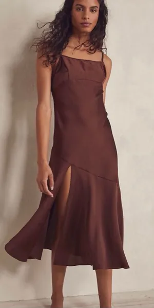 FREE PEOPLE Intimately As I Should Brown Slip Dress thumbnail 1