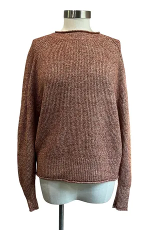 Ann‎ Taylor Loft Wool Blend Sweater Orange Brown Fall Pullover Size Medium thumbnail 1