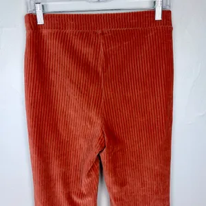 Aerie Groove On Velour Pants Flared Leggings Burnt Orange Cinnabar Size Medium thumbnail 6