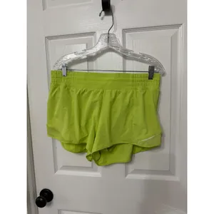Lululemon Hotty‎ Hot High Rise Lined Shorts Neon Yellow Size 12 Activewear thumbnail 3