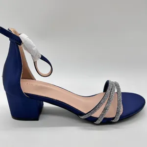 NEW Allegra K Sandals Womens 8.5 Blue Rhinestone Strappy Block Heel Ankle Strap thumbnail 3