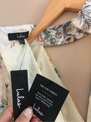 Lulus Ayame Ivory Floral Swiss Dot Balloon Sleeve Mini Dress Size Medium NWT Tie thumbnail 5