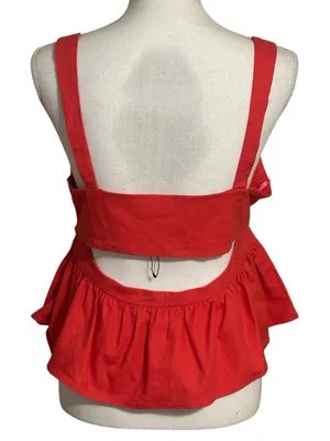 Zara Pink Cut-Out Sleeveless Peplum with Bow Top NWT thumbnail 3