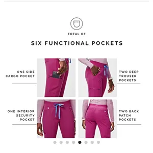 NWT FIGS Zamora™ Jogger Scrub Pants 2.0 (Raspberry) XXS PETITE thumbnail 5
