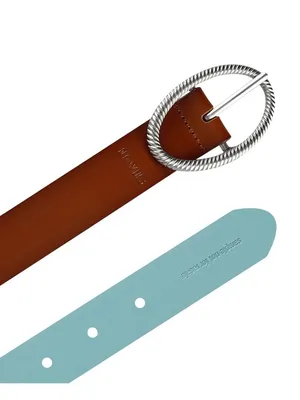 NWT Levi's Two-in-One Twisted-Buckle Reversible Belt 1.25 in. Tan / Blue XL thumbnail 5