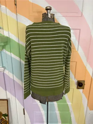 REI Co-op Women’s 100% Cotton Striped Knit Sweater Sz L 👽💚 thumbnail 5