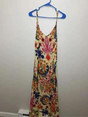 Natural Life Gracie Maxi Slip Dress Medium Boho Paisley Patchwork Rayon thumbnail 2
