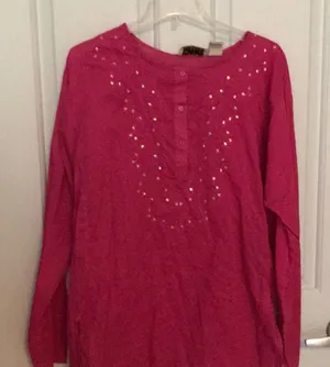 Route 66 Terrific pink sequined boho top! BNWT. Small. thumbnail 1