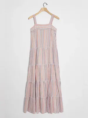 Sundry x Anthropologie Luna Striped Tiered Maxi Dress Beachy Vacation Resortwear thumbnail 11