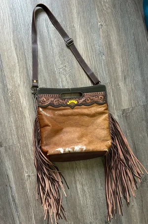 Myra Bags Cowhide Purse Leather Fringe Western thumbnail 2