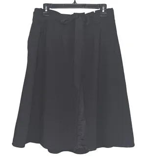 Express Black A-Line Tie-Waist Midi Skirt Size S Career Professional Solid Crepe thumbnail 1