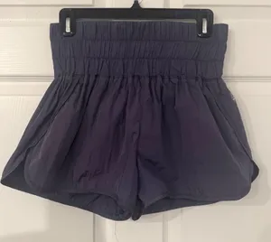 Free People FP Movement The Way Home Shorts Purple‎ High Waist Smocked Medium thumbnail 1