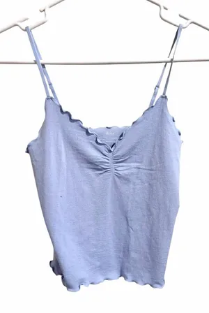 Bliss Baby Blue Spaghetti Strap Crop Top Sz M thumbnail 1
