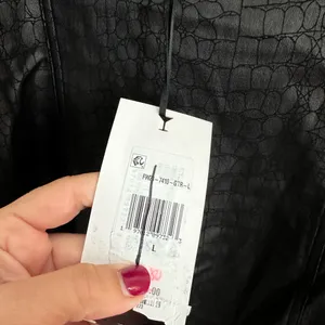 Retrofete Jourdana Coated‎ Denim Mini Bodycon Dress in Black Gator Size L NWT thumbnail 8