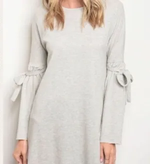 Oatmeal Sweater Dress Ties at the Elbow Sweatshirt Dress thumbnail 3
