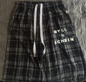 Ryse 'N Schein black and gray plaid sweatpants Size L thumbnail 1