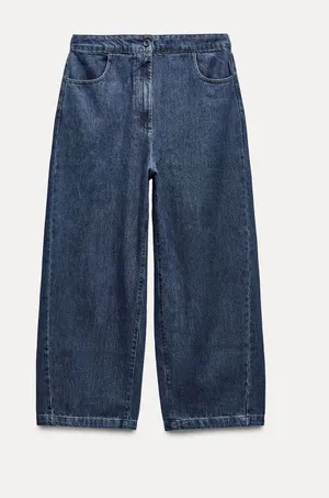 Classic Dark Wash High-Rise Relaxed Barrel Jeans thumbnail 1