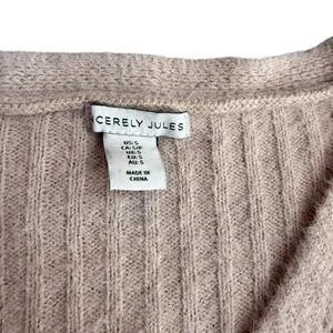 Sincerely‎ Jules Size S Fuzzy Crop Cardigan Sweater Blush Pink Preppy Ribbed thumbnail 3