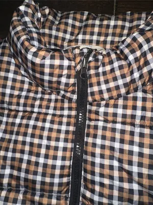 Time and Tru Plaid Puffer Jacket in Brown & Black size large thumbnail 4