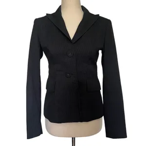 Y2K Anne Klein Pinstripe Womens Blazer Sz OP Career Quiet Luxury Academia Gray thumbnail 2