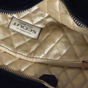 Scout Velvet Black Mini Tote With Dual Handles & Gold Quilted Interior Zip Close thumbnail 8