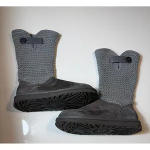 UGG Shaina Sweater Knit Cuff Boots Gray Suede Women's 8 1012534 thumbnail 2