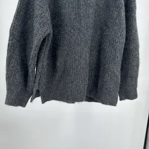 Sundance Charcoal Gray Cowl Neck Sweater wool blend oversized M fuzzy winter thumbnail 8